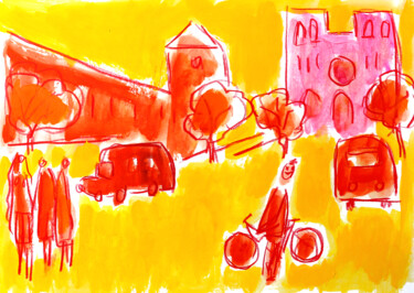 Painting titled "Couleurs vélib" by Jean Mirre, Original Artwork, Oil