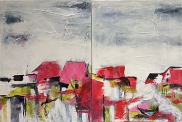 绘画 标题为“Rose bord de mer” 由Viviane Arsenault (Viv), 原创艺术品, 丙烯 安装在artwork_cat.上