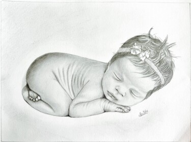 图画 标题为“Bébé qui dort” 由Nataly Art, 原创艺术品, 铅笔