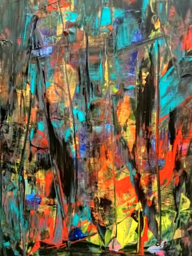 Painting titled "Fricção" by Emanuel Bruno Andrade, Original Artwork, Acrylic