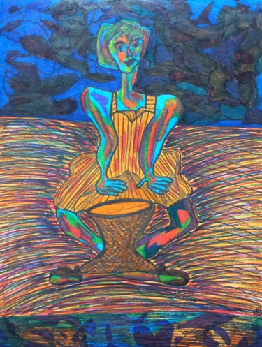 绘画 标题为“Le tamtameur” 由Mildrède Brevet, 原创艺术品, 标记