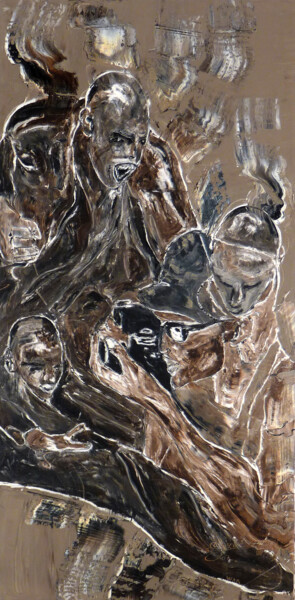Painting titled "COLLECTION KO TERRE…" by F. Spi-K-Tri, Original Artwork, Oil Mounted on Wood Stretcher frame