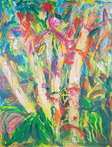 Painting titled "Printemps" by Sandra Land, Original Artwork, Oil