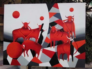 Painting titled "Toros" by Orccia/Roccia, Original Artwork, Acrylic