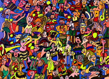 Peinture intitulée "Bonne fête" par Yves Perrin, Œuvre d'art originale, Acrylique Monté sur Châssis en bois