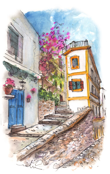 绘画 标题为“Ibiza Town 03” 由Miki De Goodaboom, 原创艺术品, 水彩