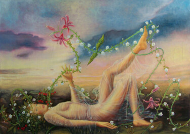 Szczęśliwa na łące/Happy on the meadow 绘画 标题为“Szczęśliwa na łące/…” 由Waldemar/"Waldzior" Tłuczek, 原创艺术品, 油