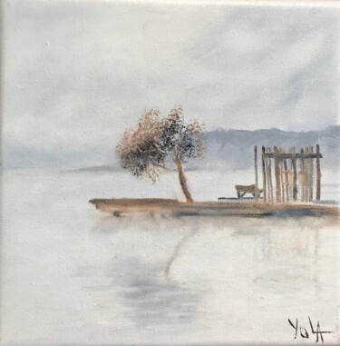 Ponton d'Azur1 Landes Peinture intitulée "Ponton d'Azur1 Land…" par Yolande Strauss Ruinet (Yola), Œuvre d'art originale, Huile