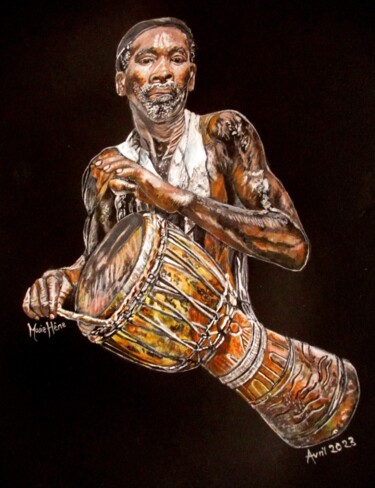 绘画 标题为“Joueur de Djembe” 由Bilitis, 原创艺术品, 丙烯