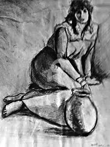 dessin figuratif des laves Rysunek zatytułowany „dessin figuratif de…” autorstwa Abd El-Hamid Lalaoui, Oryginalna praca, Węgiel drzewny