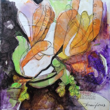 Malerei mit dem Titel "Dried cut flowers 2" von Olga David, Original-Kunstwerk, Acryl Auf Keilrahmen aus Holz montiert