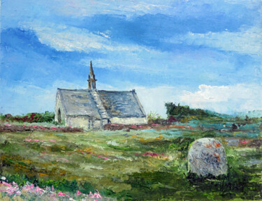 Tréguennec, la chapelle St Vio et son menhir Peinture intitulée "Tréguennec, la chap…" par Michel Hamelin, Œuvre d'art originale, Huile Monté sur Châssis en bois