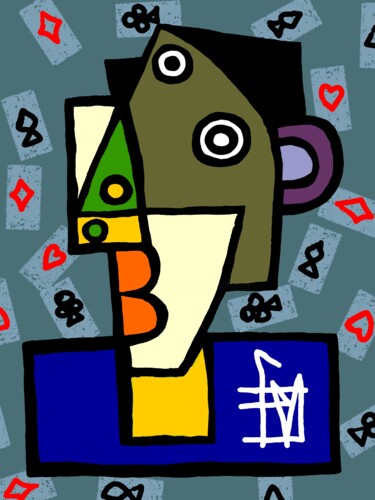 数字艺术 标题为“le joueur de poker” 由Franck Vidal, 原创艺术品, 数字油画