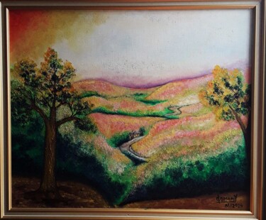 Peinture intitulée "la vallée de la cre…" par Claude Lamamy, Œuvre d'art originale, Huile Monté sur Châssis en bois