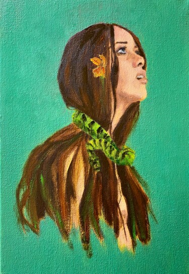 Painting titled "Mother Earth is dyi…" by Galah Viviana, Original Artwork, Oil Mounted on Wood Stretcher frame