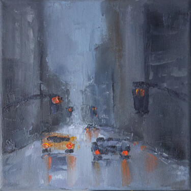 Painting titled "City 3" by Katerina Zhuchenko (RedHeadKat), Original Artwork, Oil