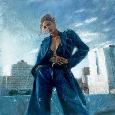 Schilderij getiteld "Boss babe" door Hercules, Origineel Kunstwerk, Olie