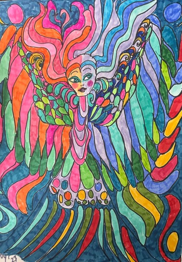 Drawing titled "GEMINI THE TWINS" by Njoy, Original Artwork, Gel pen