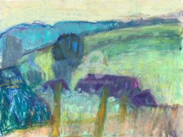 Peinture intitulée "Buriton Farm in Tur…" par Georgina Rey, Œuvre d'art originale, Huile
