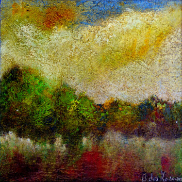 Paysage Imaginaire Miniature N° 11 Pittura intitolato "Paysage Imaginaire…" da Bernard Des Roseaux, Opera d'arte originale, Olio Montato su Pannello di legno