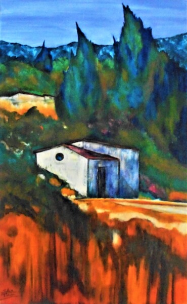 cabanes des alpages Peinture intitulée "cabanes des alpages" par Sylvie Pinon, Œuvre d'art originale, Acrylique Monté sur Châssis en bois