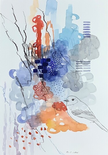 绘画 标题为“Bird in the City 3” 由Siu Chong Law  羅紹莊, 原创艺术品, 水彩