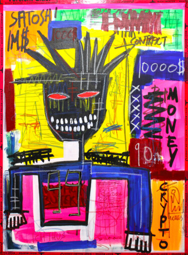 Peinture intitulée "21 Satoshi" par 0xec6d0, Œuvre d'art originale, Acrylique Monté sur Châssis en bois