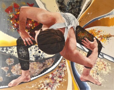 绘画 标题为“Contorsion” 由Isabelle Riffard, 原创艺术品, 丙烯 安装在木质担架架上