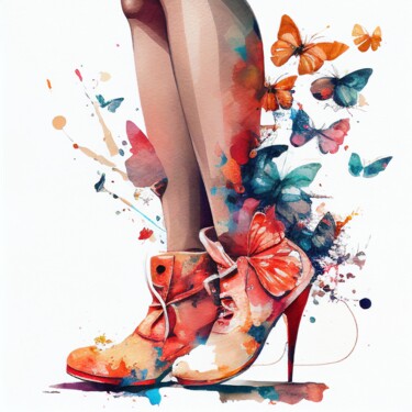 数字艺术 标题为“Watercolor Butterfl…” 由Chromatic Fusion Studio, 原创艺术品, 水彩