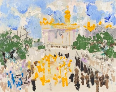 Pittura intitolato "Divine service in L…" da Tatyana Golembievskaya, Opera d'arte originale, Olio