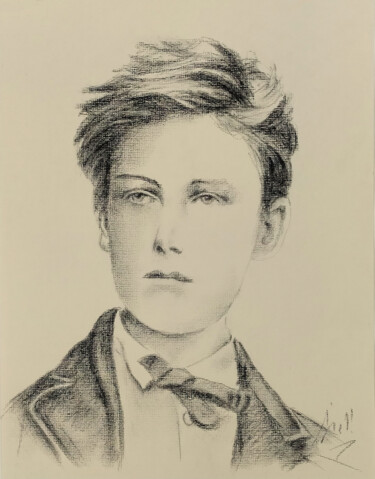 Portrait original d'Arthur Rimbaud Dessin intitulée "Portrait original d…" par Isabelle Milloz, Œuvre d'art originale, Fusain