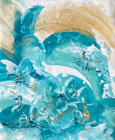 Painting titled "Mauritius 1" by Delphine Bernard, Original Artwork, Acrylic Mounted on Cardboard