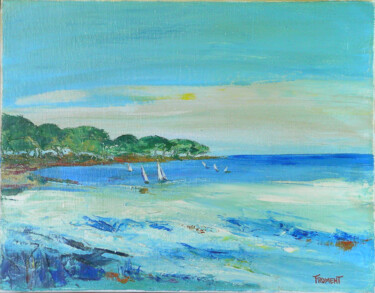 Peinture intitulée "BAIE DE CANNES REF.…" par Michèle Froment, Œuvre d'art originale, Huile Monté sur Châssis en bois