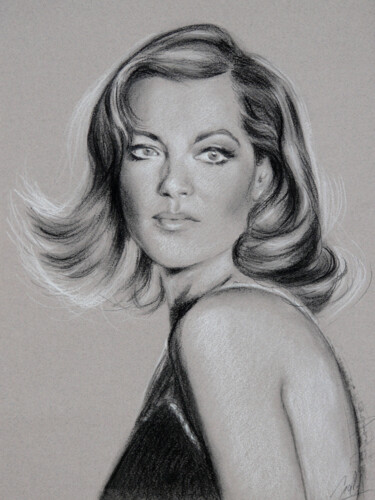 Dessin intitulée "Romy schneider port…" par Isabelle Milloz, Œuvre d'art originale, Conté