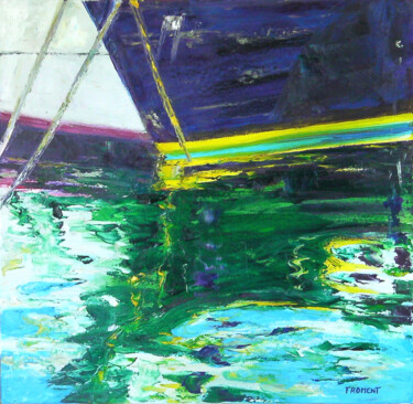 Peinture intitulée "REFLETS DANS LE POR…" par Michèle Froment, Œuvre d'art originale, Huile Monté sur Châssis en bois