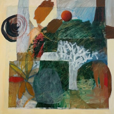Painting titled "L'arbre blanc" by Marie-Claude Mainguy, Original Artwork, Acrylic Mounted on Wood Stretcher frame
