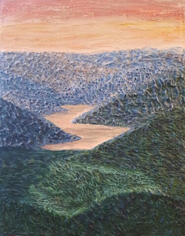 Painting titled "Закат над долиной" by Irina Vishniakova, Original Artwork, Acrylic