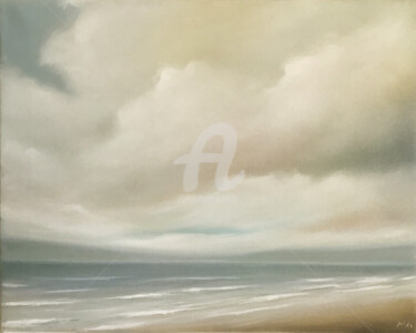 Painting titled "The Sea Beyond Our…" by Mullo, Original Artwork, Oil Mounted on Wood Stretcher frame
