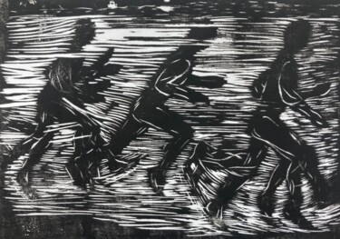 印花与版画 标题为“L’homme qui court” 由Sandra Bédu, 原创艺术品, Linocuts