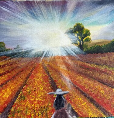 Painting titled "Éblouie" by Eva Andre, Original Artwork, Acrylic Mounted on Wood Stretcher frame