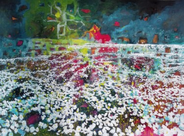 Peinture intitulée "Paysage de fleurs II" par Lorenz, Œuvre d'art originale, Acrylique