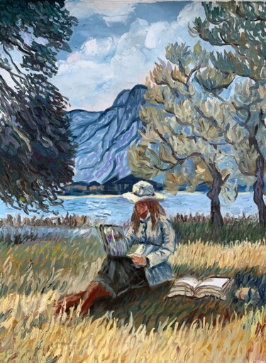 "INSPIRED BY VAN GOG…" başlıklı Tablo Vita Schagen tarafından, Orijinal sanat, Petrol Ahşap Sedye çerçevesi üzerine monte ed…