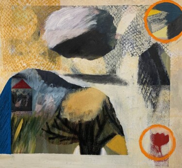 Painting titled "Nuage sur la montag…" by Marie-Claude Mainguy, Original Artwork, Acrylic Mounted on Wood Stretcher frame