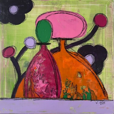 Painting titled "Flacons printaniers" by Véronique Cézard, Original Artwork, Acrylic