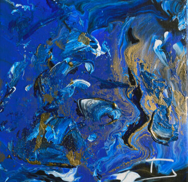Peinture intitulée "Bleu & Or #03" par Thierry Courteau, Œuvre d'art originale, Acrylique Monté sur Châssis en bois