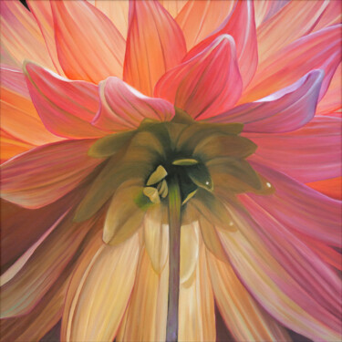 Peinture intitulée "Dahlia 05" par Odile Faure, Œuvre d'art originale, Huile Monté sur Châssis en bois