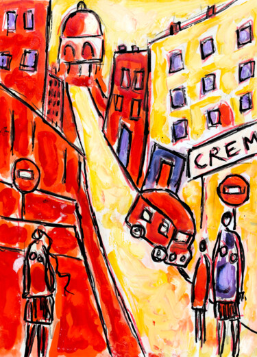Painting titled "Crémerie" by Jean Mirre, Original Artwork, Oil