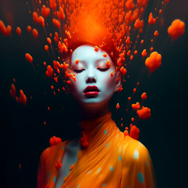 数字艺术 标题为“Orange Girl” 由Andrea Tscherbner, 原创艺术品, AI生成的图像