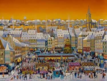 Malerei mit dem Titel "CHRISTKINDLE'S MÄRIK" von Bernard Ambielle, Original-Kunstwerk, Öl