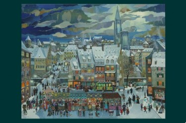 Malerei mit dem Titel "LA MAGIE DE NOËL" von Bernard Ambielle, Original-Kunstwerk, Öl